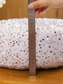 SANMOSPIN 1个纯色圆形亮片落地靠垫，客厅圆形冥想靠垫，飘窗靠枕，柔软厚实亚克力镶嵌装饰抱枕，舒适家居装饰 - 多色 - 查看 9