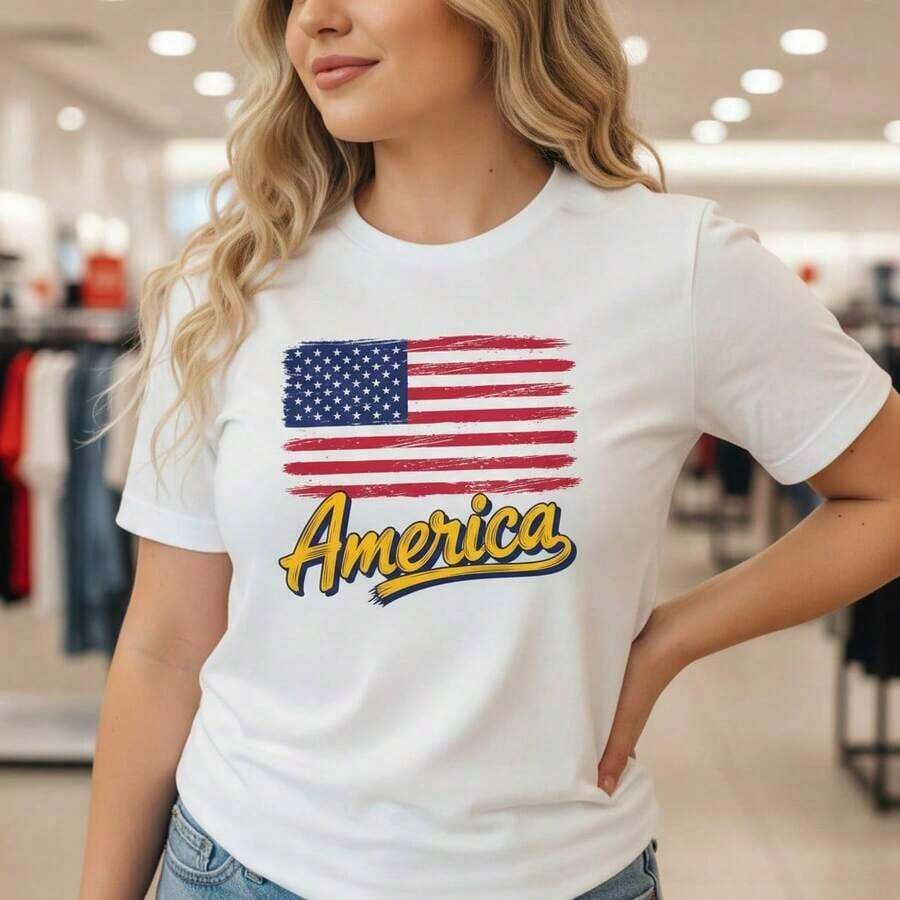 Camiseta de Algodón Vintage para Mujer con Estampado Gráfico de la Bandera de Haití, Manga Corta, Cuello Redondo, Estilo Casual, Corte Holgado para Uso Diario, Tallas S-5XL Disponibles, Camiseta con Diseño Patriótico, Camiseta Básica Suave y Cómoda, Blusa de Verano a la Moda. - Blanco - Ver 1