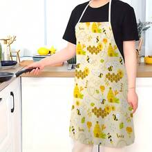1pc, Home Decor, Bee Pattern Printed Apron, Sleeveless, Neck Strap Design, Suitable For Cooking, Baking And Entertainment, Perfect For Home Dining, Parties, Outdoor BBQ Parties, Baking Apron|Bright Apron|Polyester Apron|Printed Apron - Multicolor - View 1