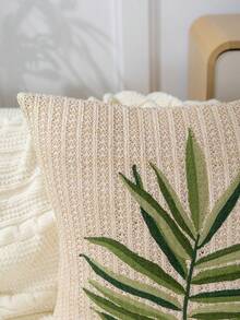 1個現代極簡熱帶棕櫚葉刺繡抱枕套,清新春夏植物刺繡裝飾靠墊套,適用於室內裝飾,四季通用枕套,不含枕芯 - 彩色 - 查看 6