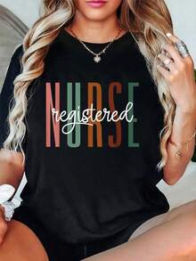 100% Cotton Registered Nurse RN - RN Nursing Hospital RN Staff Nurse T-Shirtplayeras de mujer - Negro - Ver 1