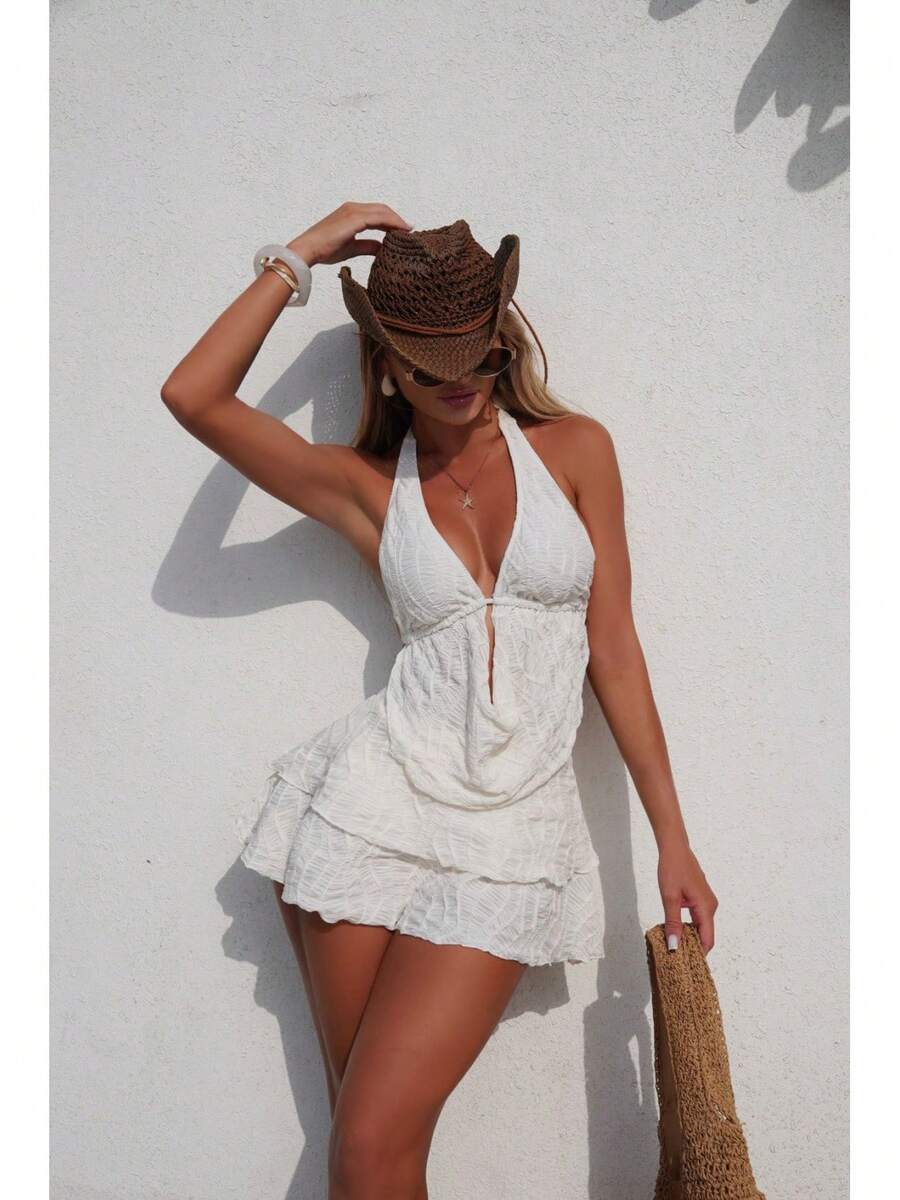 Nuevo Traje de Baño de Tres Piezas en Color Sólido y Sexy para Mujer, Bikini 2026 - Juego de tres piezas blanco 9385 - Ver 1