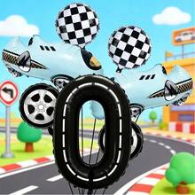 Ein Rennwagen Geburtstagsballon Set mit Sportwagen Folienballons, eleganten schwarzen Zahlen Folienballons und Radnabe Folienballons. Es eignet sich hervorragend als Geburtstagsgeschenk für Söhne und Töchter sowie als Dekoration für Eltern-Kind-Treffen. - Übersicht 19