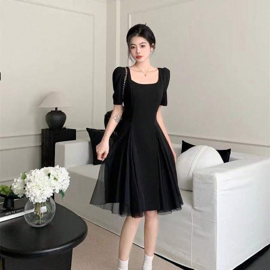 Plus Size Dresses - Black - View 1