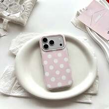 Cute Polka Dot Soft Feeling Phone Case Compatible With Iphone 17 Pro Max, 16, 15, 14, 13, Fresh And Elegant Polka Dot Phone Protective Cover For Women - Pink - View 3