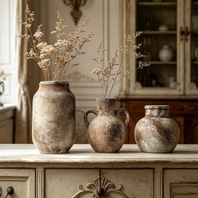 1 pieza Jarrón de cerámica estilo Wabi-Sabi, adecuado como decoración de mesa, acento hogareño bohemio, jarra de cerámica para sala de estar, comedor, oficina, dormitorio o decoración rústica para exteriores, jarrón de vidrio