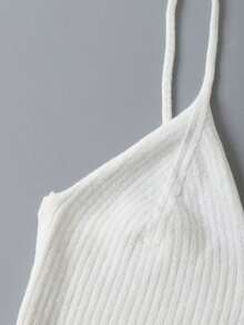 Top tejido de tirantes corto unicolor - Blanco - Ver 6