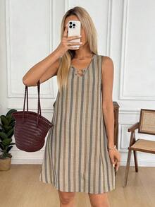 Vestido de verano casual con estampado tropical para vacaciones de mujer - Multicolor 3 - Ver 2