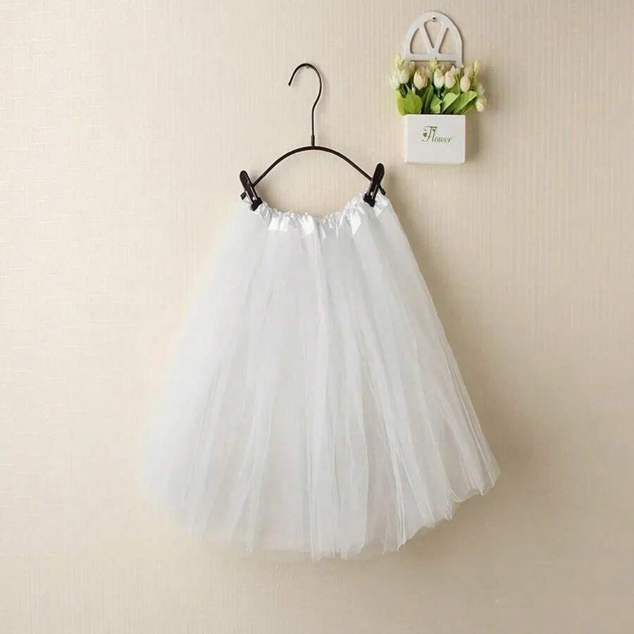 Women's Vintage Summer Tulle Skirt, Elegant Adult Ballet Dancewear, Party Costume, Dance Dress, Mini Skirt - 白色 - 查看 1