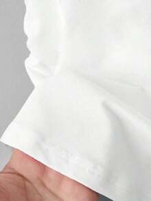 Camiseta de manga corta casual y sencilla para mujer, para uso diario - Blanco - Ver 4