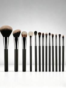 Bộ cọ trang điểm 13 món, gồm cọ đánh phấn phủ, má hồng, phấn mắt, che khuyết điểm, bộ dụng cụ trang điểm cơ bản. - màu đen - Xem 5