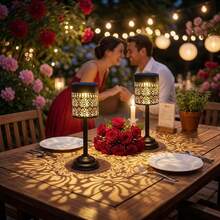 1pc Solar Mandala Peony LED Table Lamp, IP44 Waterproof Metal Outdoor Garden Pathway Decor Light - Multiple Specifications - View 2