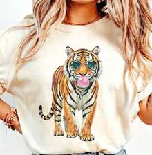 Camiseta con colores de tigre – Linda camiseta con estampado de animales, diseño gráfico de tigre preppy - Albaricoque - Ver 6