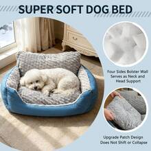 Blue-Gray Pet Bed With Side Support, Comfort Dog Bed Suitable For Small/Medium Dogs - Blue - View 7