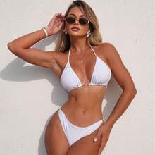 Nuevo Traje de Baño Bikini de Tres Piezas, Sexy y a la Moda, con Falda de Malla Protectora Solar de Color Sólido para Playa, 2026 - 9386 Juego de tres piezas negro - Ver 4