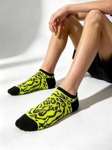6 pares de calcetines cortos de corte bajo con estampado de leopardo en colores aleatorios para mujer, lindos, versátiles, de moda, simples, cómodos, suaves, adecuados para uso diario, primavera/verano/otoño - Multicolor - Ver 2