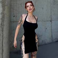 NOVEDAD DE VERANO 2024, vestido Sexy de tubo de especias con cuello Halter abierto y espalda descubierta de Color sólido - Rojo - Ver 2