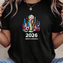 Camiseta de la Copa Mundial 2026, Camiseta de Fútbol de EE. UU., Canadá y México, Camiseta para Fanáticos del Fútbol, Camiseta con Gráficos de Fútbol 2026 - Negro - Ver 6