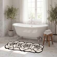 1 tấm thảm Diatomite hoa hồng đen trắng chống trượt, có thể giặt được, dễ dàng vệ sinh hàng ngày, thiết kế sang trọng kiểu Pháp, có mùi hương sữa, thích hợp cho phòng tắm, lối vào nhà bếp, phòng ăn và các không gian sinh hoạt khác, sử dụng được quanh năm. - Nhiều màu - Xem 3