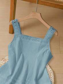 Camiseta de tirantes para mujer, estilo de moda minimalista, adecuada para el verano - Celeste - Ver 9