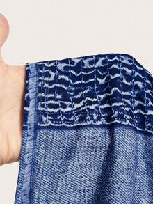 Top sin tirantes con efecto de denim, tela tejida estampada - Azul marino - Ver 6