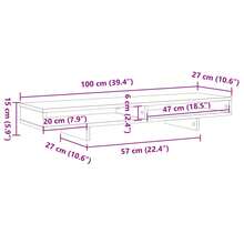 vidaXL Supporto per Monitor Bianco 100x27x15 cm Legno Massello di Pino - Multicolore - Visualizzare 8