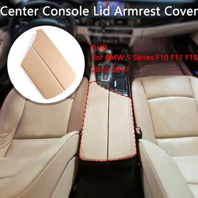 Center Console Armrest Lid Cover ABS Leather Texture For BMW 5 Series F10 F11 F18 2010-2017 Interior Trim Accessories