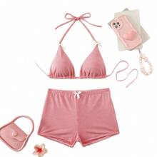 Purely Seductive Backless Bikini With Bow Detail, New Two-Piece Swimsuit With Fresh And Delicate Print. - Black - View 6