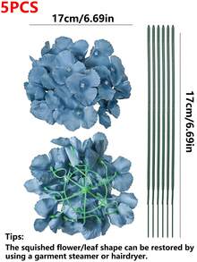 5/25 piezas Cabezas de flores artificiales de hortensias en azul brumoso, flores de hortensias falsas con tallos y cabezas de flores completas, adecuadas para decoraciones centrales de bodas, jardines del hogar, baby showers, suministros para fiestas, centros de mesa florales vintage, decoraciones de coronas, ramos de novia, arreglos florales DIY, decoraciones de fondo de arco, regalos para mujeres y niñas - Neblina azul - Ver 3