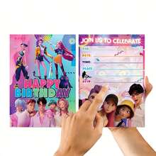 12张/套 女团主题生日邀请卡 | 韩式热门生日派对纪念品、主题派对用品、创意邀请卡、实惠礼物 - 彩色 - 查看 2