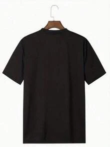 GiftBear Camiseta Casual para Hombre con Estampado de Dibujos Animados, Estilo Streetwear, Impresión a Doble Cara, 100% Algodón, Tema Chase A Bag, Suave - Negro - Ver 3