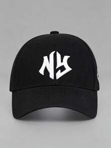 1件中性時尚刺繡紐約棒球帽 可調節棒球帽 中性休閒遮陽帽 適合戶外活動與旅行 - 酒紅色 - 查看 10