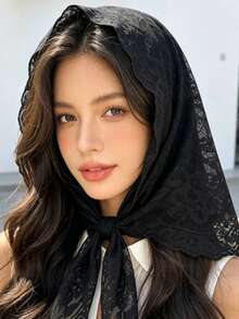 1 chiếc băng đô ren hoa thời trang, khăn trùm đầu turban thanh lịch, phụ kiện tóc thoáng khí đa năng. - Nhiều màu - Xem 3