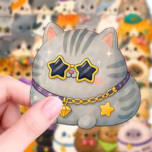 50pcs Cute Cat Stickers, Adorable Cartoon Healing Waterproof Decals For Water Bottles, Phone Cases, And Luggage - 50 Cat Stickers - View 1