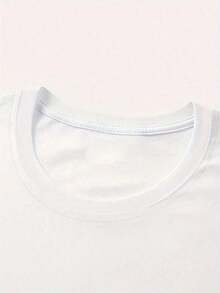 2026 Spring/Summer Plus Size Minimalist Casual T-Shirt For Women, Short Sleeve Crew Neck Solid Color Crab Print, Suitable For Spring, Summer, Autumn, Casual Outdoor Wear WhitePure-Cotton - 白色 - 查看 4