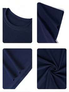Camiseta de manga corta con cuello redondo con estampado del Unión Jack de Londres, Inglaterra, estilo básico casual para uso diario en veranoConjuntos de Vacaciones de Verano 2026 - Azul Marino - Ver 4