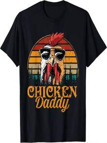 Camiseta para mujer "Papá Pollo", estilo retro y divertido, camiseta para granjero avícola, regalo para el Día del Padre, camiseta de animales de granja para mujer. - Negro - Ver 1