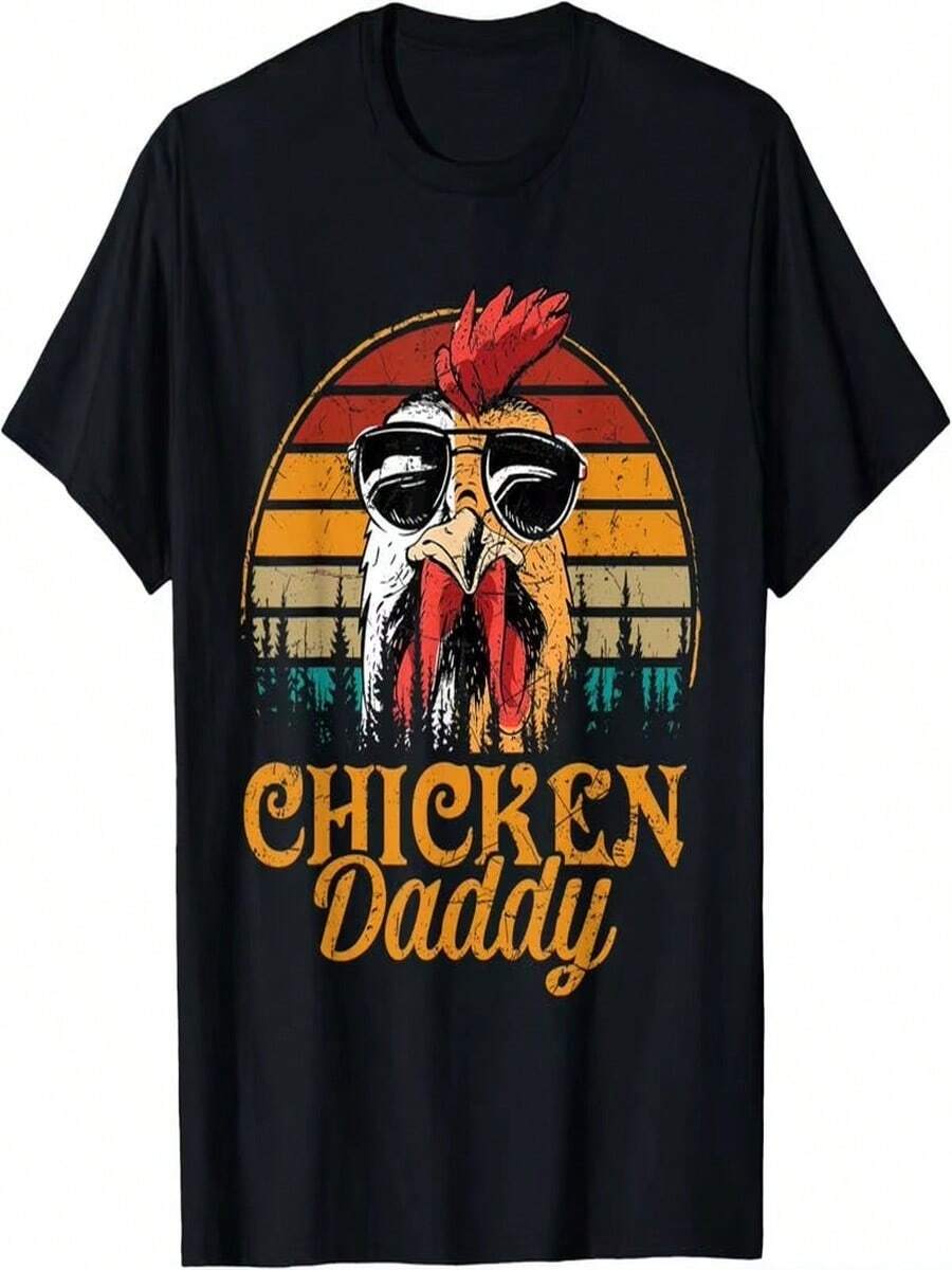 Camiseta para mujer "Papá Pollo", estilo retro y divertido, camiseta para granjero avícola, regalo para el Día del Padre, camiseta de animales de granja para mujer. - Negro - Ver 1