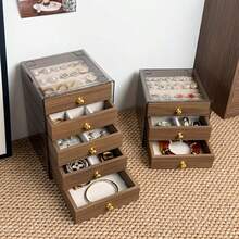 1pc High-End, Exquisite Jewelry Storage Box With Multi-Layered Wood Grain, Suitable For Storing Rings, Studs, Earrings, And Other Jewelry. Available In Three Or Five Layers. - Five Floors - View 4