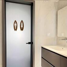 2 Peças Placa de Porta de Banheiro/Banheiro em Formato de Prancha de Surfe de Design Plano 2D Elegante, Feita de Madeira, Adequada para Casa, Loja, Clube, Café e Outros Locais - 2 - Visão 3