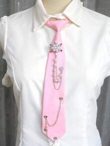1pc Snowflake Chain Tie-Free Necktie, Casual Business Party Gift, Daily Preppy Street Style - Multicolor - View 29