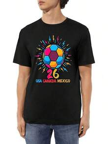 Camisetas de fútbol para la Copa Mundial de Fútbol Vibrante, Pelota de Fútbol Eléctrica,,Para Hombre y Mujer - Negro - Ver 1