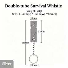 Dual-Tube Stainless Steel High-Frequency Emergency Whistle, High Decibel Whistle Suitable For Outdoor, Earthquake And Other Emergency Situations - A - View 3