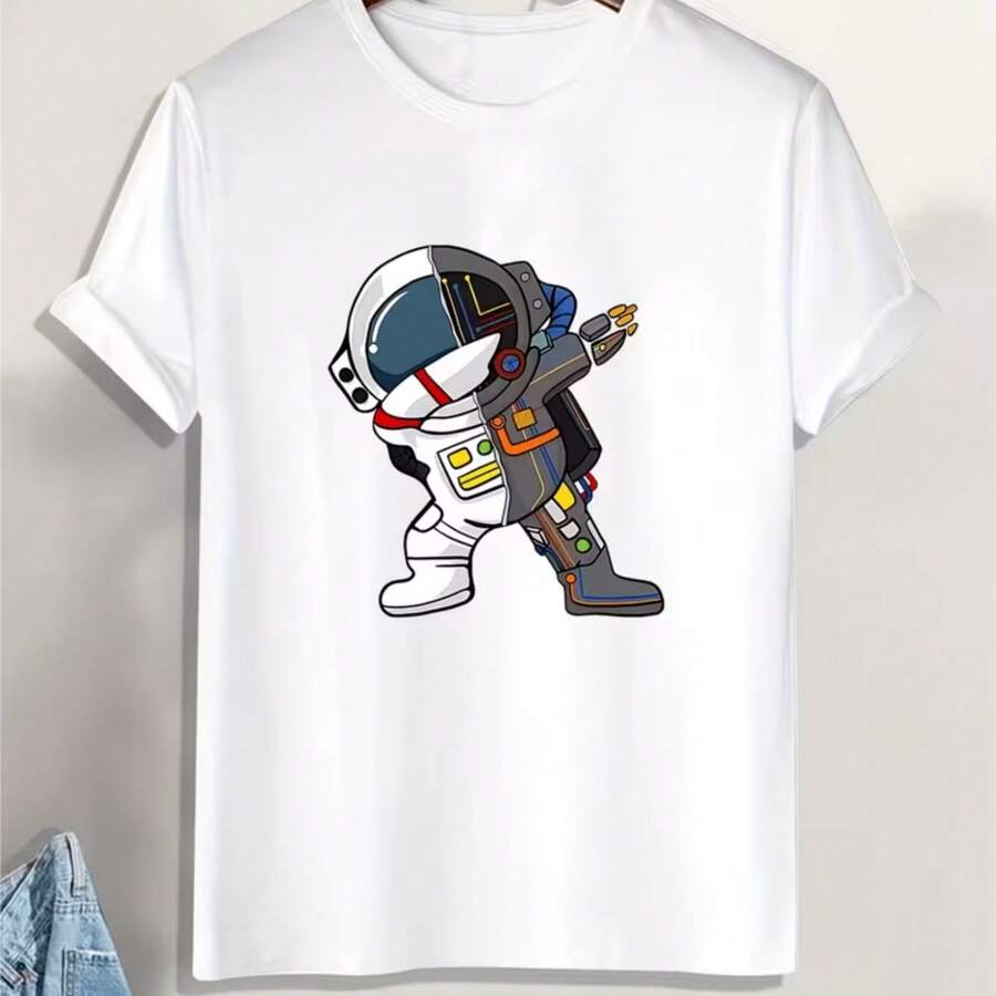 Printed T-Shirt For Men And Women - White - View 1