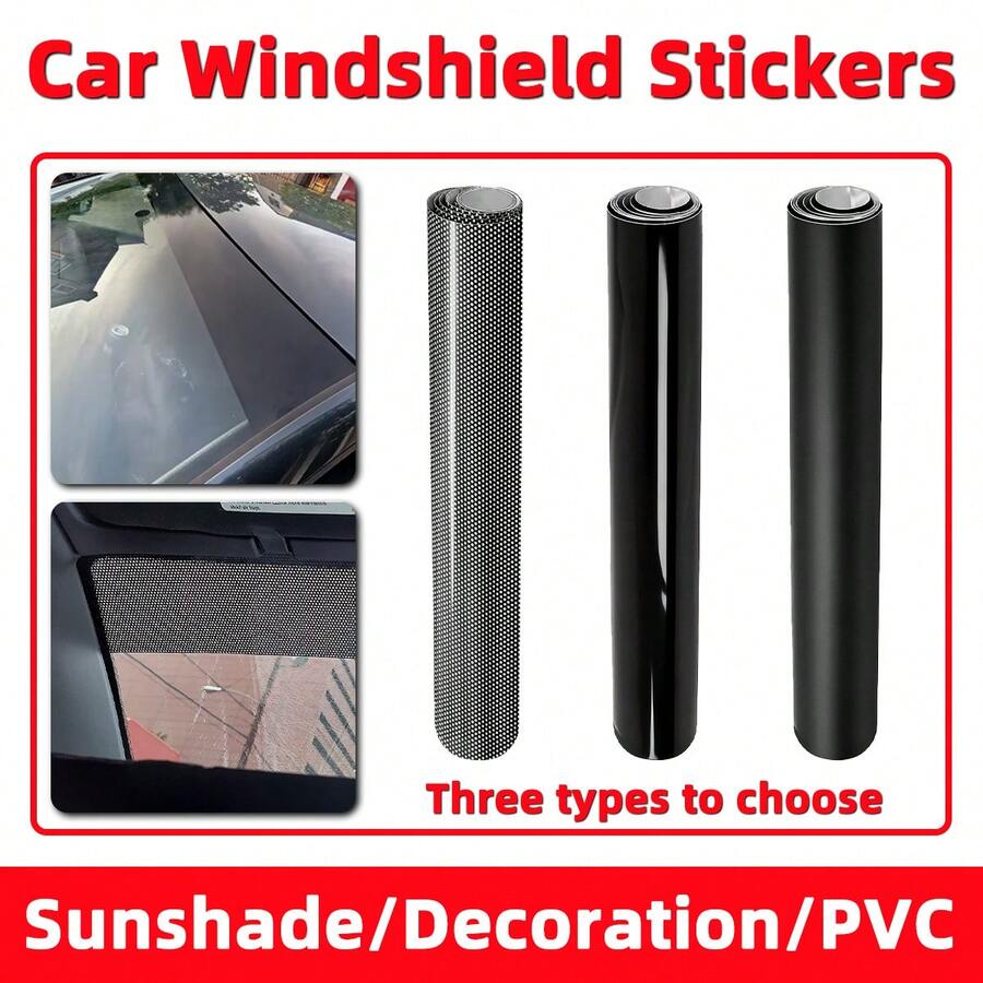 1PC Car Windshield Sunshade Sticker Universal Sunshade Film PVC Sunshade Insulation Decorative Sticker Three Styles To Choose From.(Due To Differences In Display And Lighting Effects, The Actual Color Of The Product May Differ Slightly From What Is Shown In The Picture) - 1PC - View 1