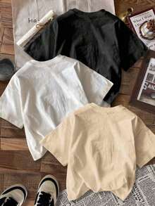 3 Minimalist Casual Long-Sleeved T-Shirts With A Round Neck, Leopard Print, Bow, And Cherry Motif, New York Style, For Women, Suitable For Summer And Back To School. | Exquisite Design | Loose And Comfortable | Easy To Match | - 白色 - 查看 2
