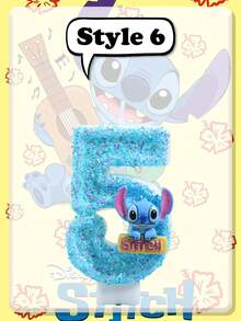 Disney 迪士尼《星际宝贝》渐变闪光数字生日蜡烛，每支闪亮的蜡烛顶端都饰有可爱的3D史迪奇玩偶，颜色由闪亮的蓝色渐变为柔和的粉色。这款蜡烛包含0-9所有数字，防滴漏、燃烧时间长，是主题生日蛋糕的完美之选，为您的庆祝活动增添神奇而怀旧的氛围。 - 多款 - 查看 20