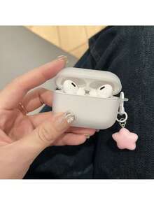 Matte White Earphone Case With Cute Star Pendant, Compatible With Apple Pro 2nd Gen, Bluetooth 3rd Gen, 4 Wireless Earphone Case, Women's Minimalist Style, Soft Silicone Anti-Drop And Comfortable Grip, Suitable For Work Commute / Date, Highly Attractive Gift For Best Friend - White - View 1