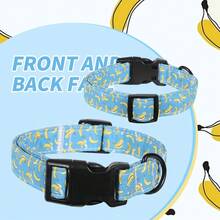 Cute Fruit Pattern Dog Collar Adjustable Breathable Fabric Collar With Watermelon Pineapple & Banana Prints Stylish Summer Collar For Dogs - Multicolor - View 7
