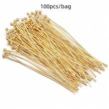 100pcs/Pack Copper Ball Head Pins, Handmade Connector Pins For Beading, Earrings, Jewelry Making, Minimalist Fashion DIY Accessories - Ball Needle - View 9